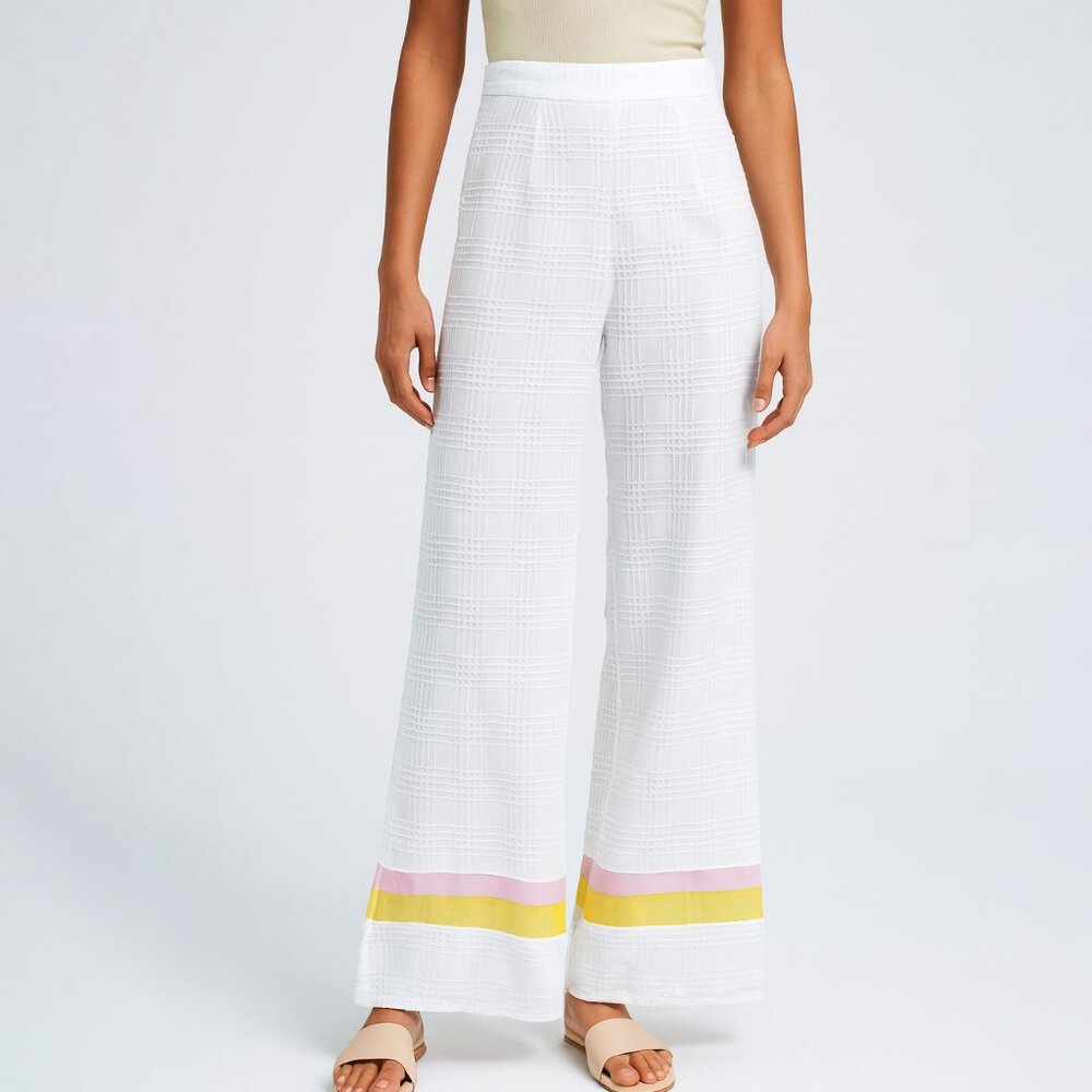NWT‎ Marianna Senchina Windowpane Plaid Wide Leg Trousers Pants XS Designer